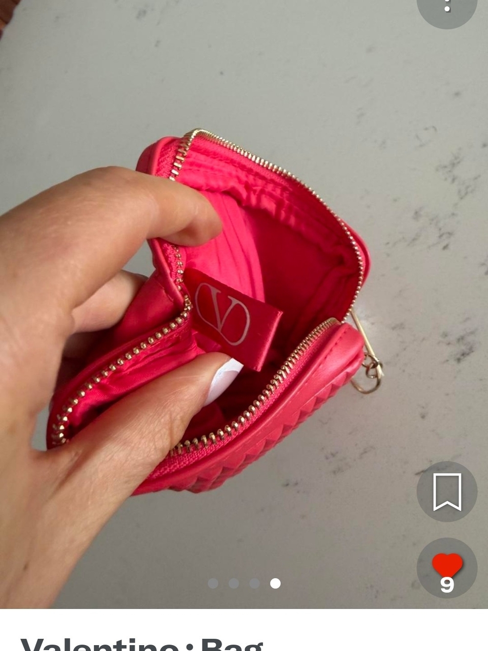 Valentino Bright Red Zip Wristlet with Gold Hardware Nwt - Picture 5 of 7
